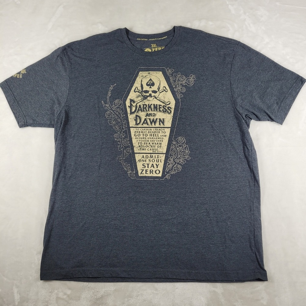 Zero Foxtrot Shirt Men's 3XL Black Gray Skull Coffin Darkness And Dawn Afterlife